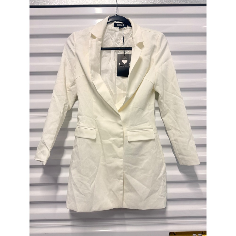 Missguided Petite White Long Sleeve Blazer Dress Size 8 NWT Z1200345